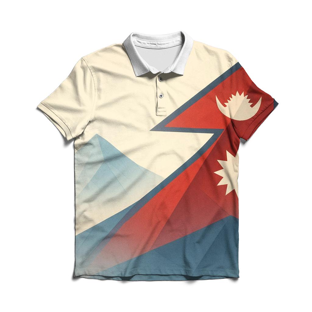 Geometric Peaks Nepal personalized polo shirts
