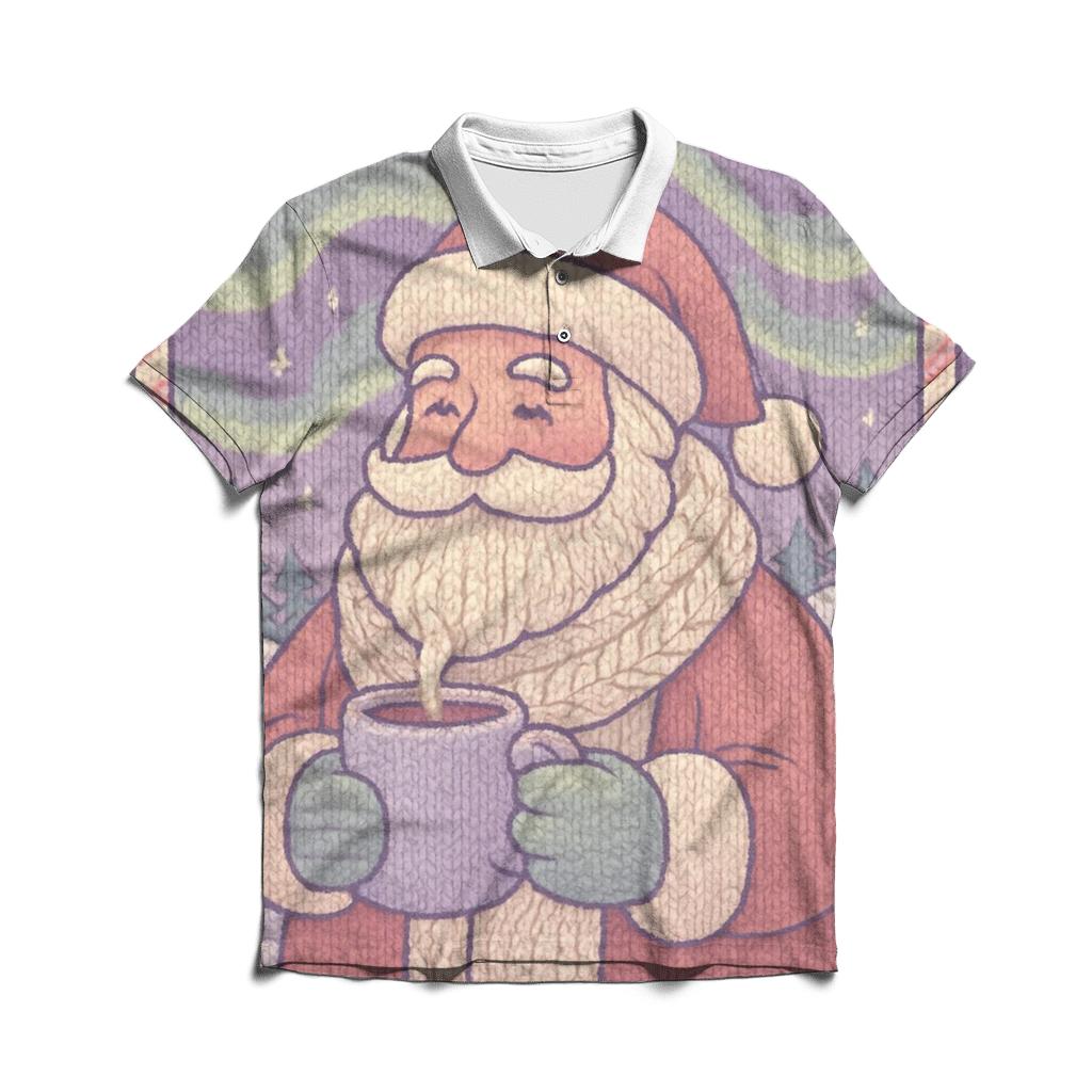 Knitted Northern Lights Santa personalized polo shirts