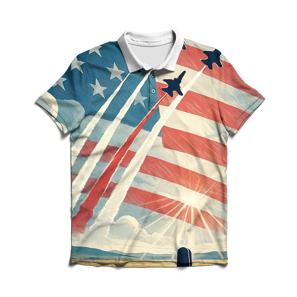 Wings Of Service Over Open Plains embroidered polo tops