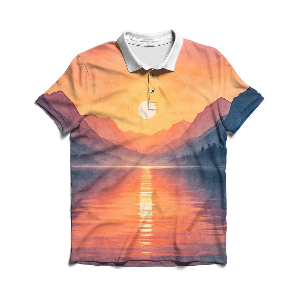 Alpine Lake Last Light Halo personalized polo shirts