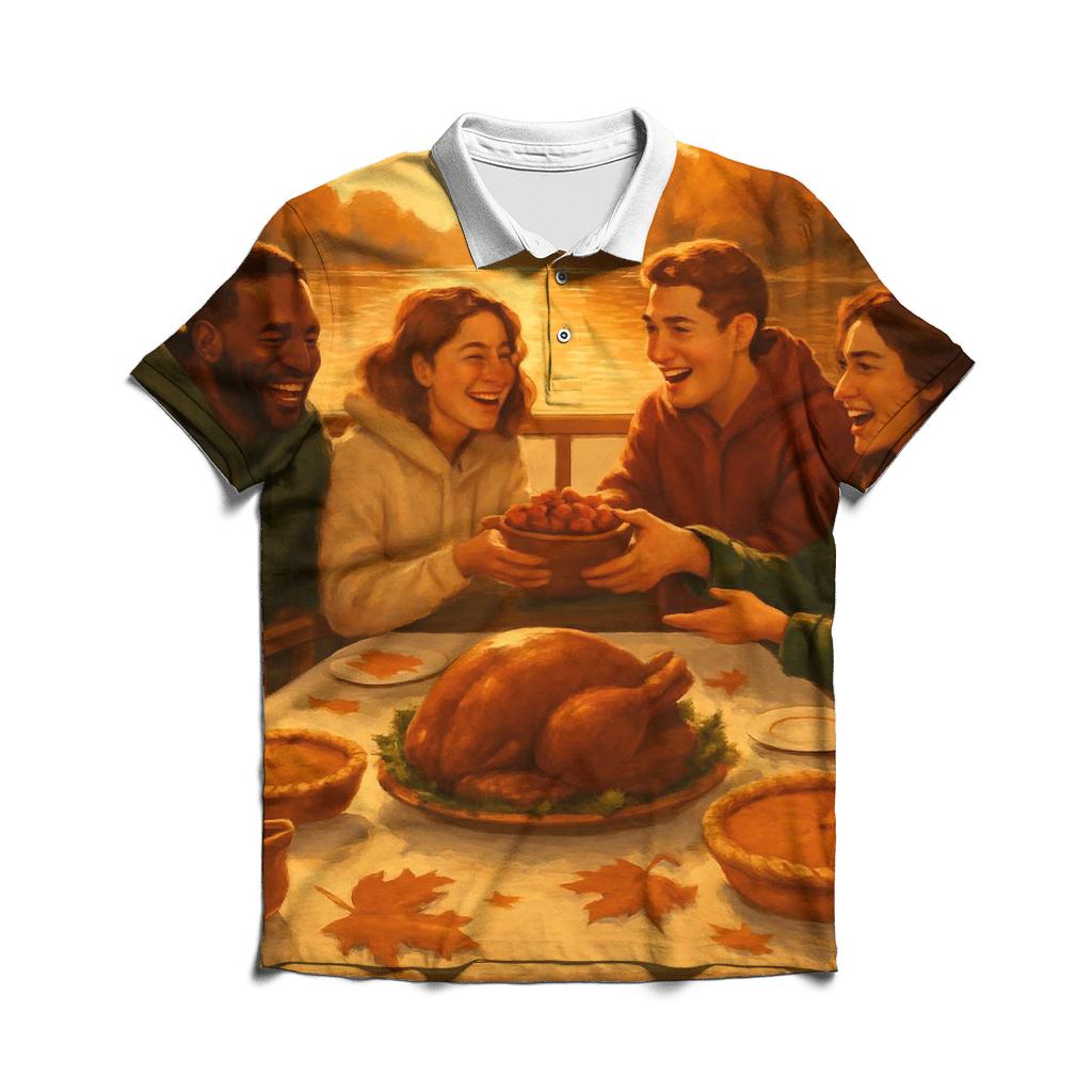 Autumn Riverboat Thankful Gathering embroidered polo tops