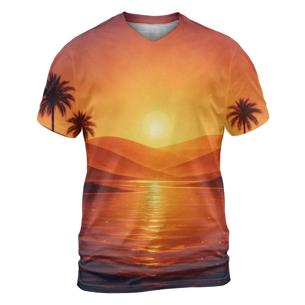 Mirage Lagoon Sundown artistic all-over print tops