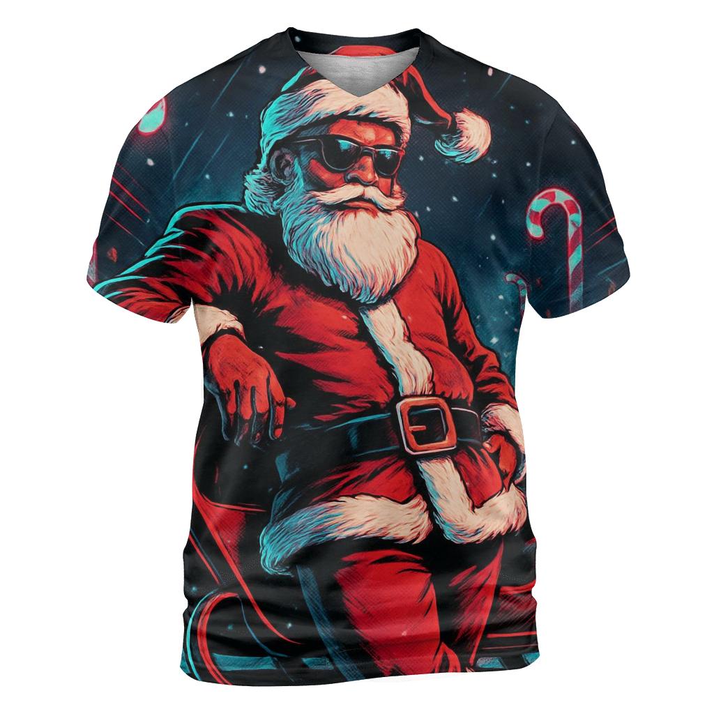 Neon Night Shift Santa artistic all-over print tops