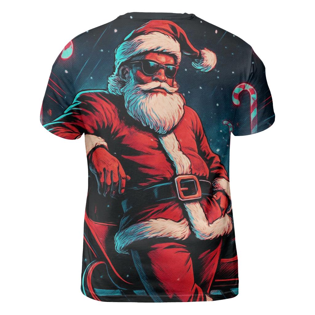Neon Night Shift Santa artistic all-over print tops