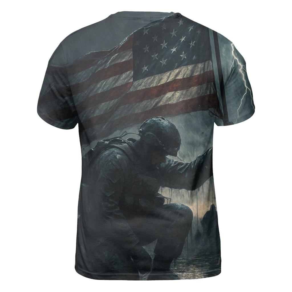 Valor Under Stormlight vibrant all-over design tees