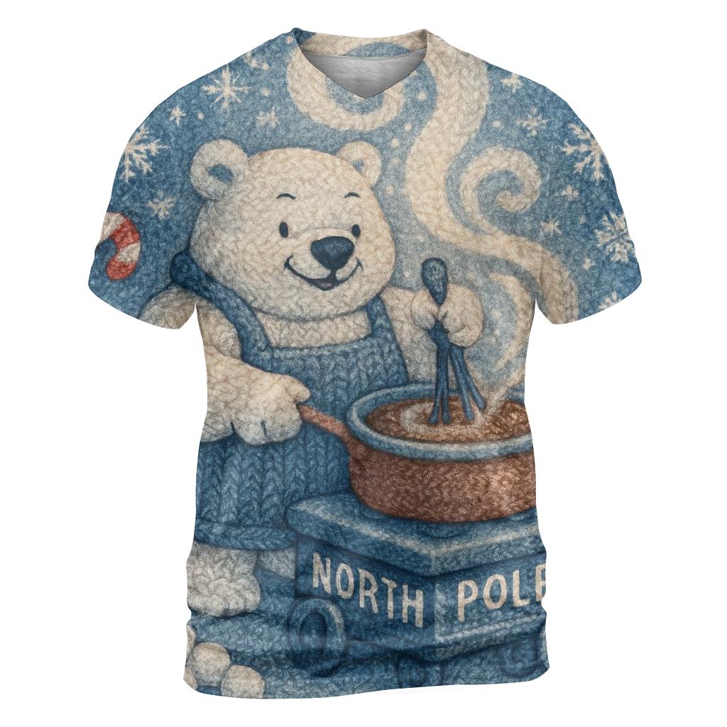Polar Bear Barista At The North Pole Cocoa Cart vibrant all-over design tees