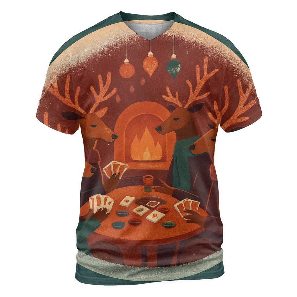 Reindeer Poker Night In A Snow Globe Lounge custom all-over print shirts