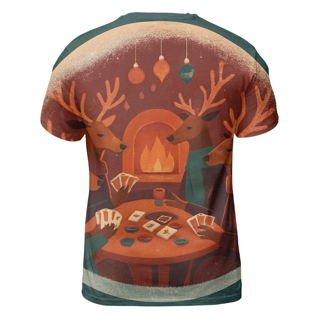 Reindeer Poker Night In A Snow Globe Lounge custom all-over print shirts