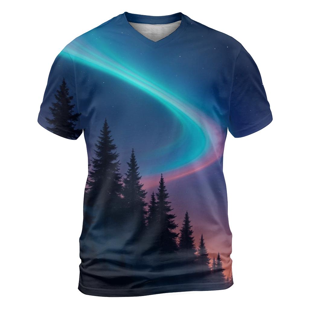 Aurora Dusk Over Pines creative print fashion shirts