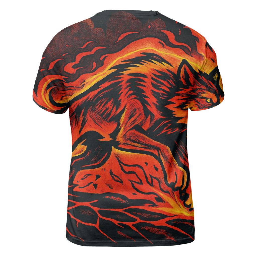 Volcanic Ember Runner Wolf creative print fashion shirts