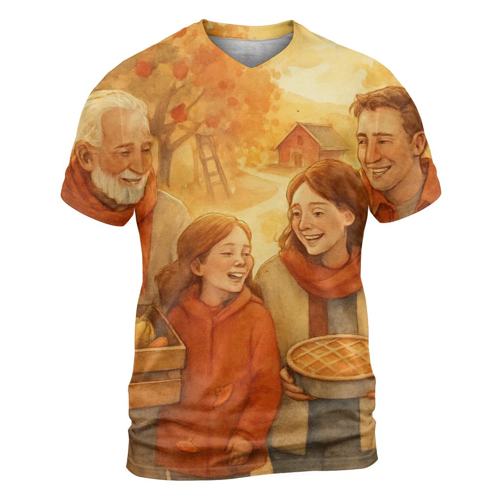 Golden Hour Orchard Gratitude Walk artistic all-over print tops