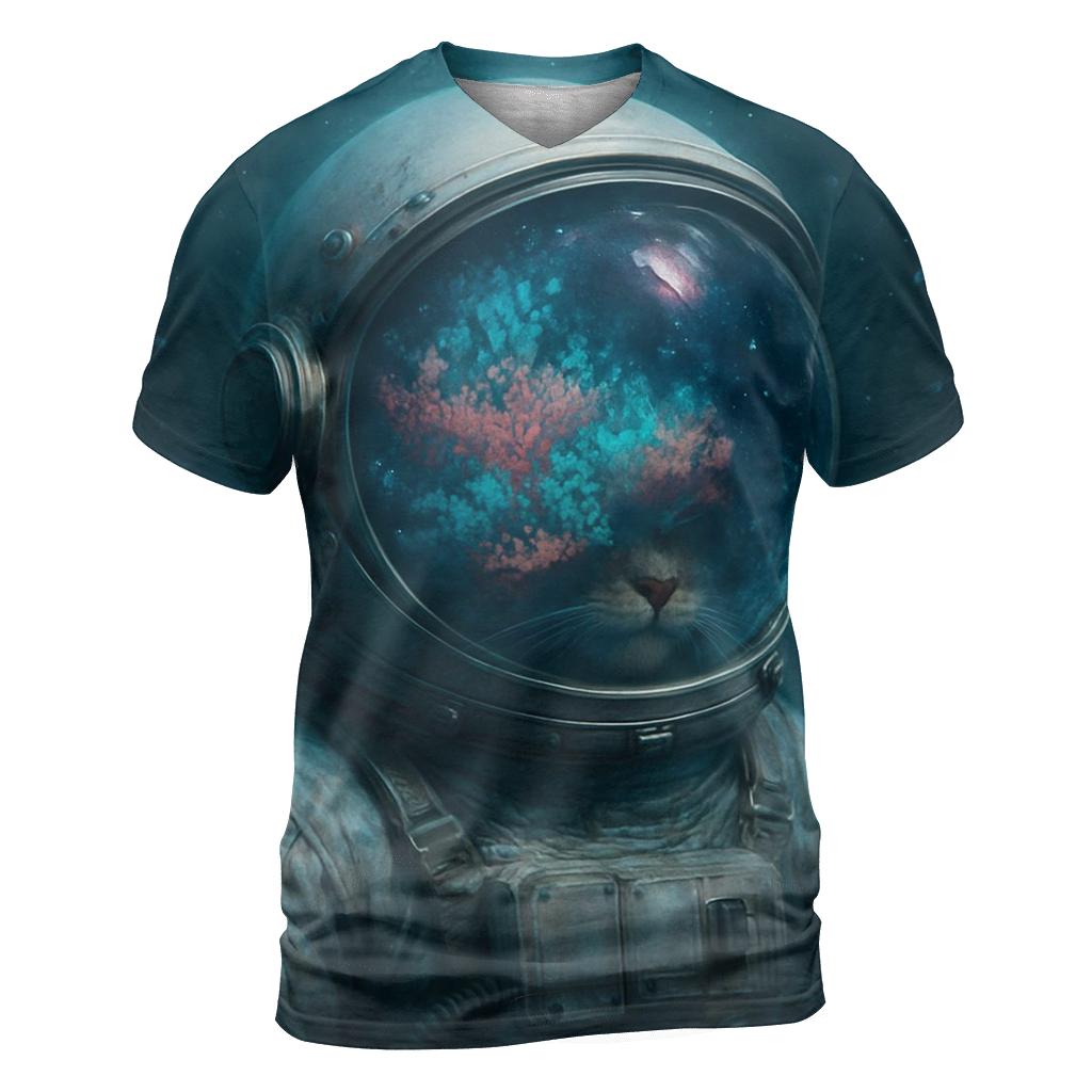 Coral Reef Astronaut Cat statement graphic shirts