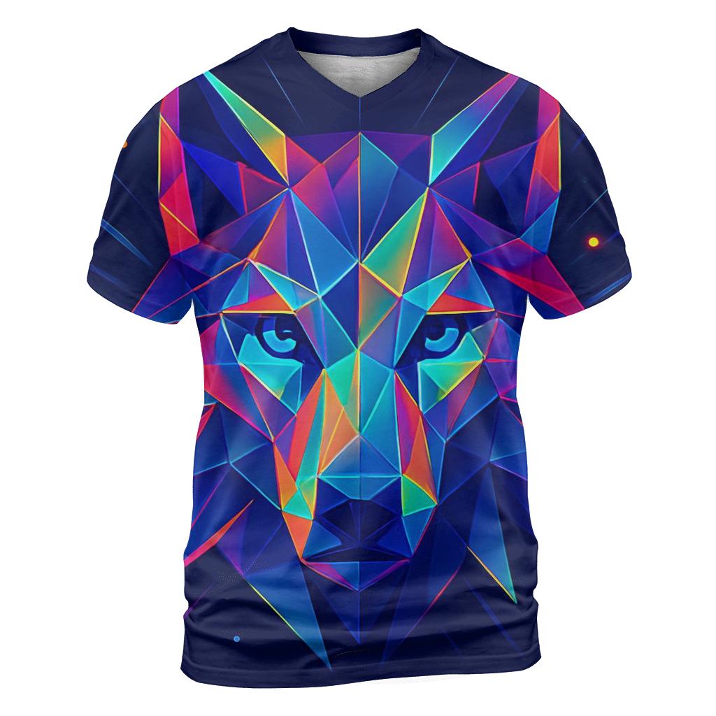 Prism Mirage Wolf Mask artistic all-over print tops