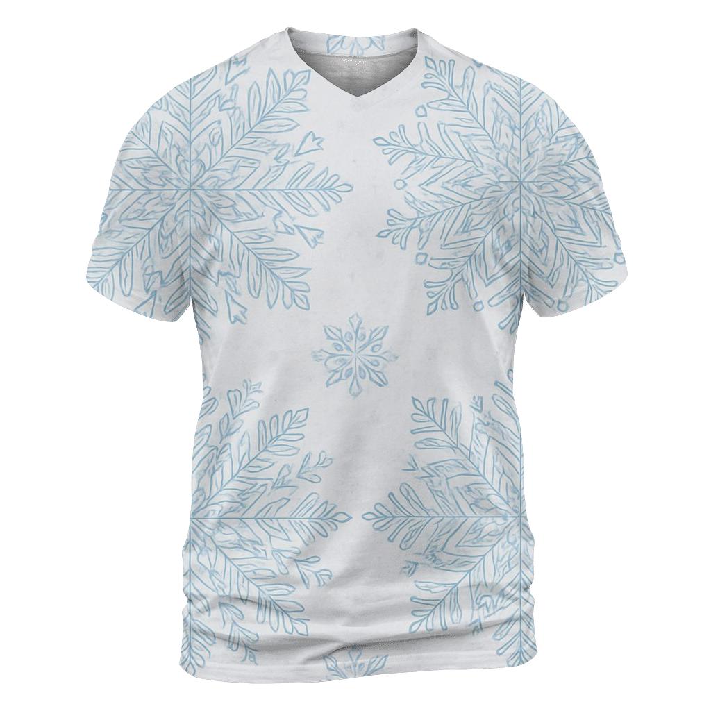 Icy Blue Snowflake Kaleidoscope On Light Gray Background vibrant all-over design tees