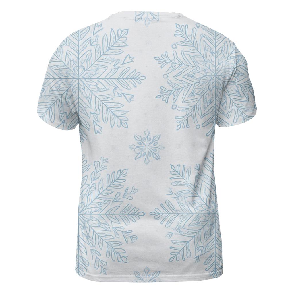 Icy Blue Snowflake Kaleidoscope On Light Gray Background vibrant all-over design tees