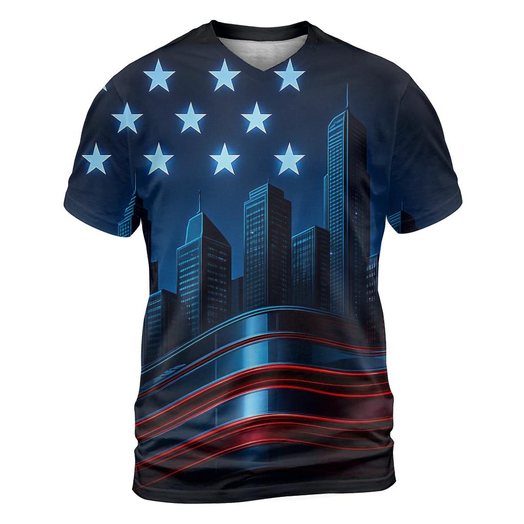 Chrome Skyline Flag Fusion trendy printed shirt styles