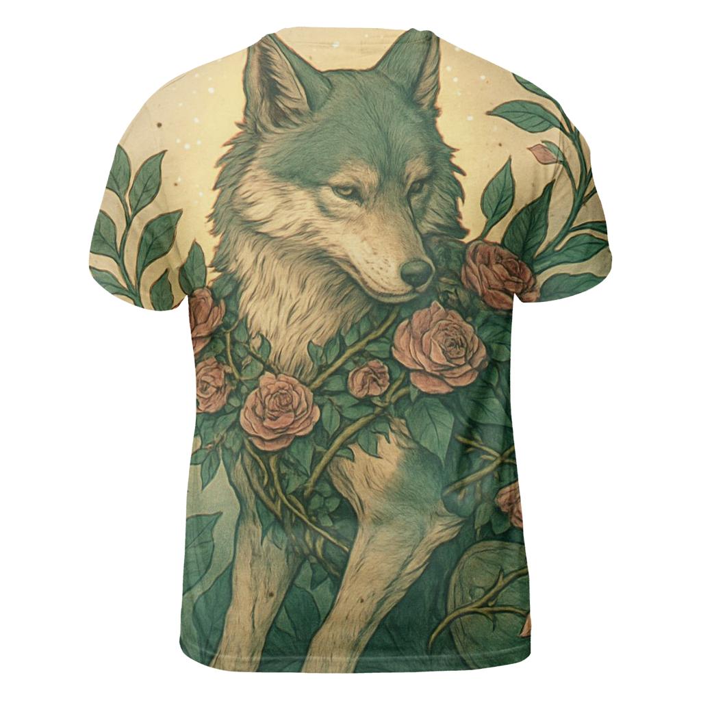 Botanical Thorn Guardian Wolf trendy printed shirt styles