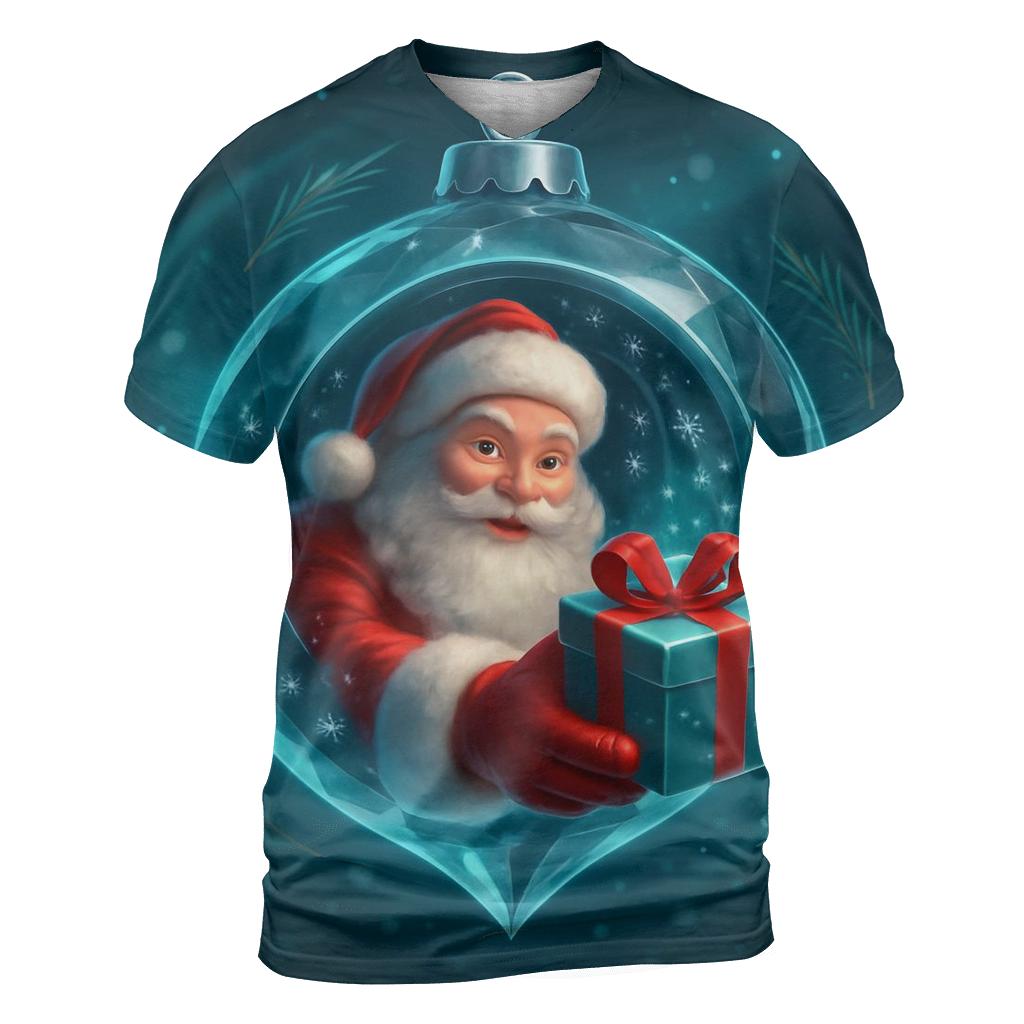 Crystal Ornament Portal Santa vibrant all-over design tees