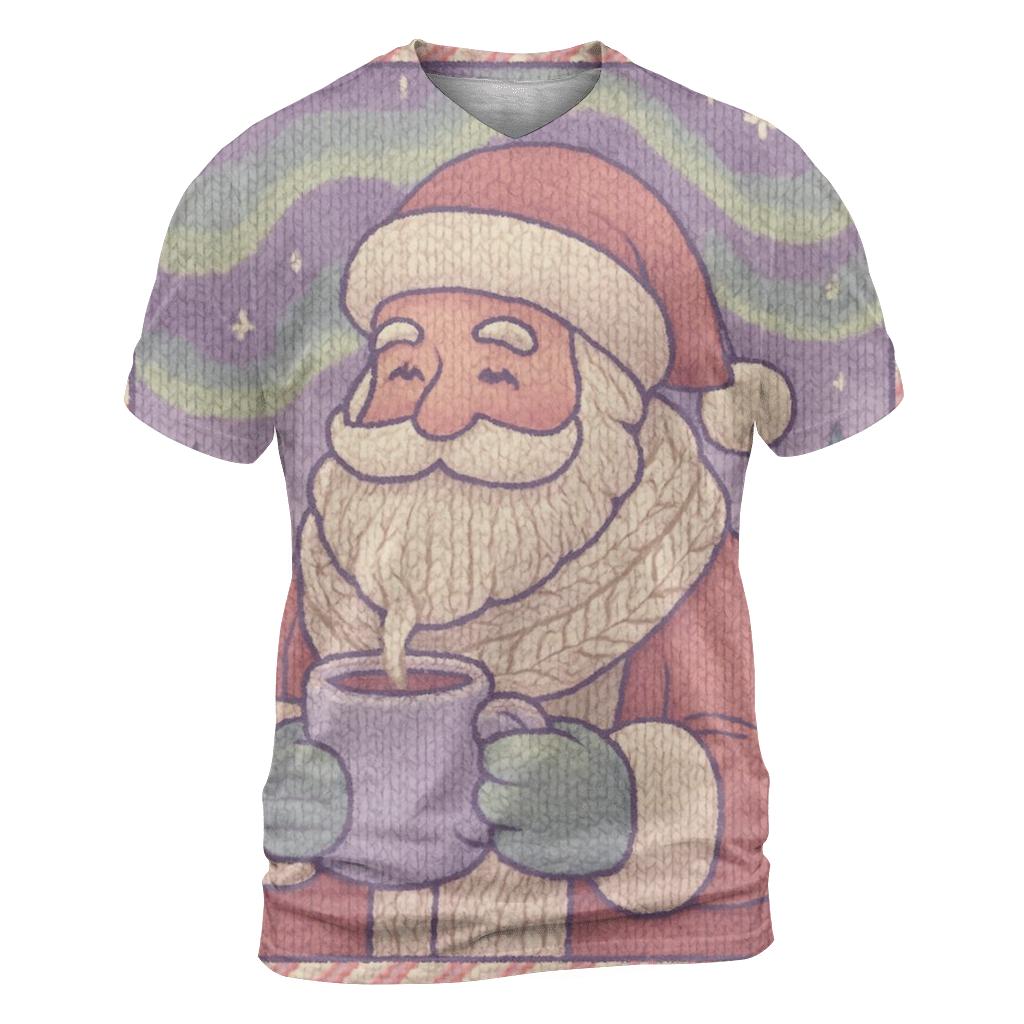 Knitted Northern Lights Santa custom all-over print shirts