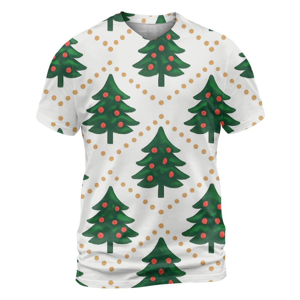 Christmas Tree Chevron Bands On White Background trendy printed shirt styles