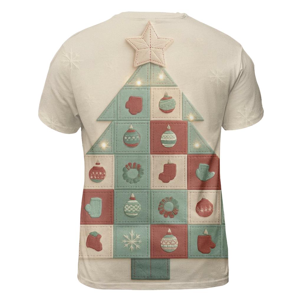 Christmas Tree Made Of Cozy Patchwork Quilts creative print fashion shirts