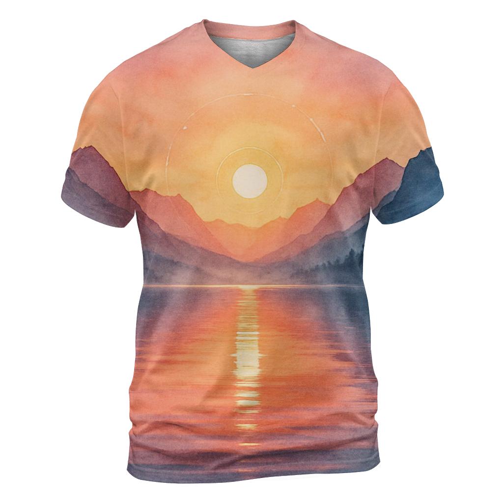 Alpine Lake Last Light Halo creative print fashion shirts
