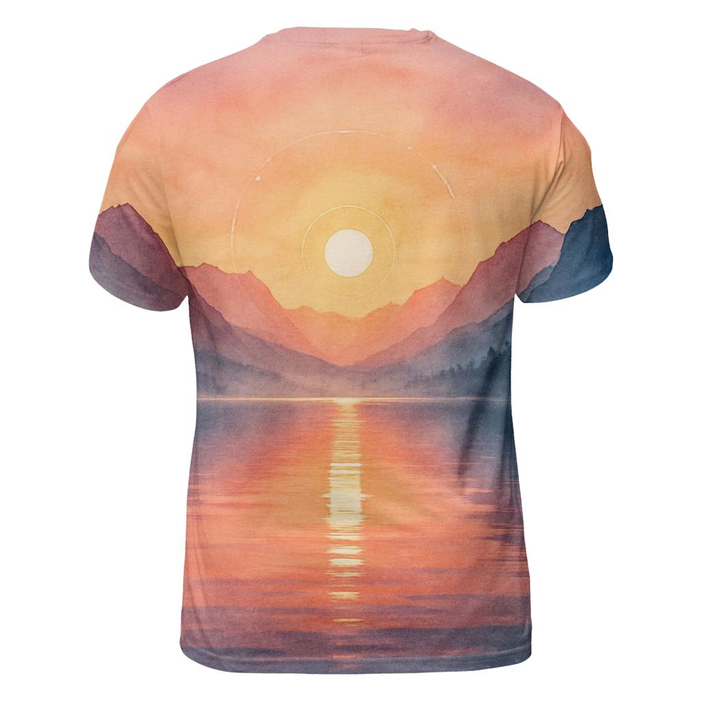 Alpine Lake Last Light Halo creative print fashion shirts