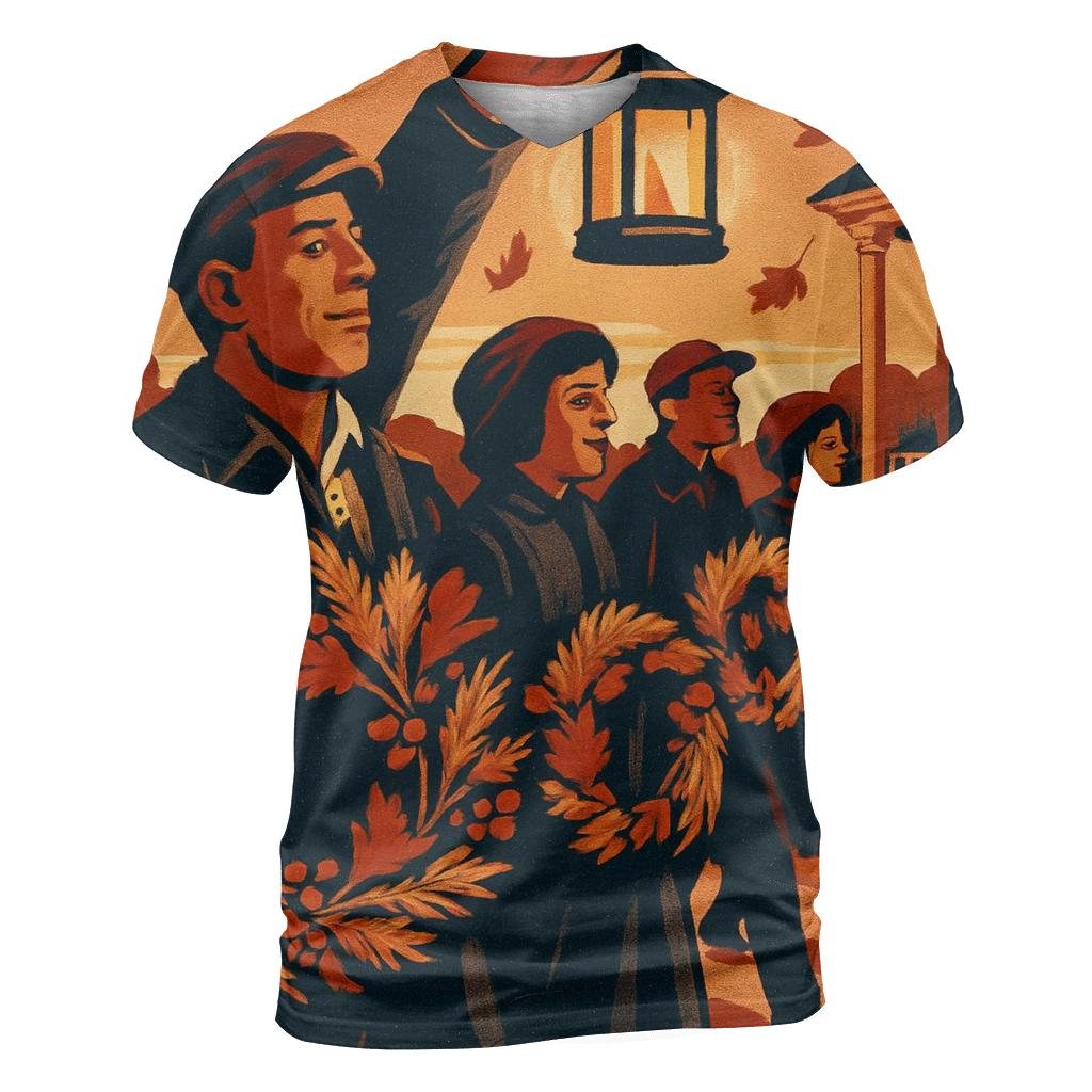 Harvest Wreath Lantern Parade trendy printed shirt styles