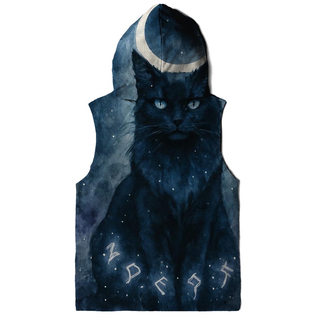 Moonlit Rune Guardian Cat printed hoodies