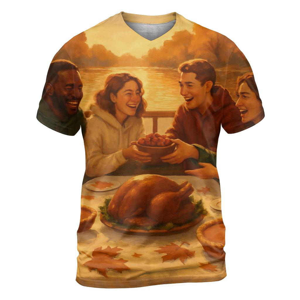 Autumn Riverboat Thankful Gathering artistic all-over print tops
