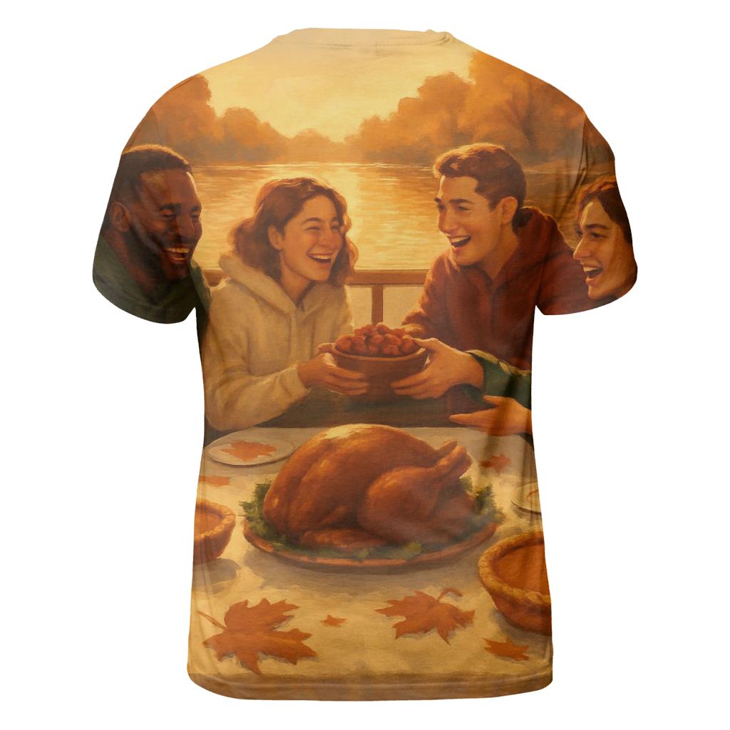 Autumn Riverboat Thankful Gathering artistic all-over print tops