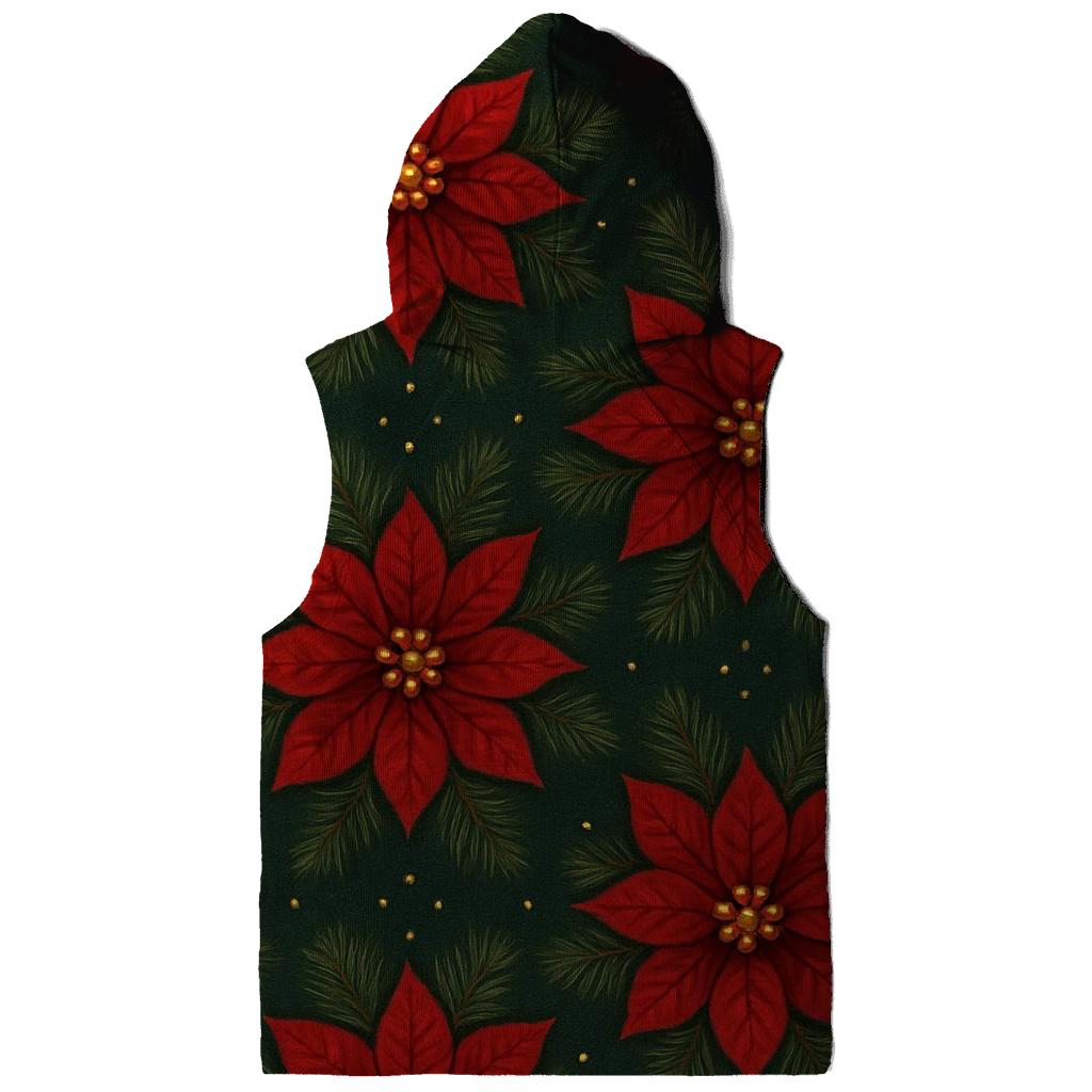 Crimson Poinsettia Starburst Tessellation On Deep Green Background hoodie styles