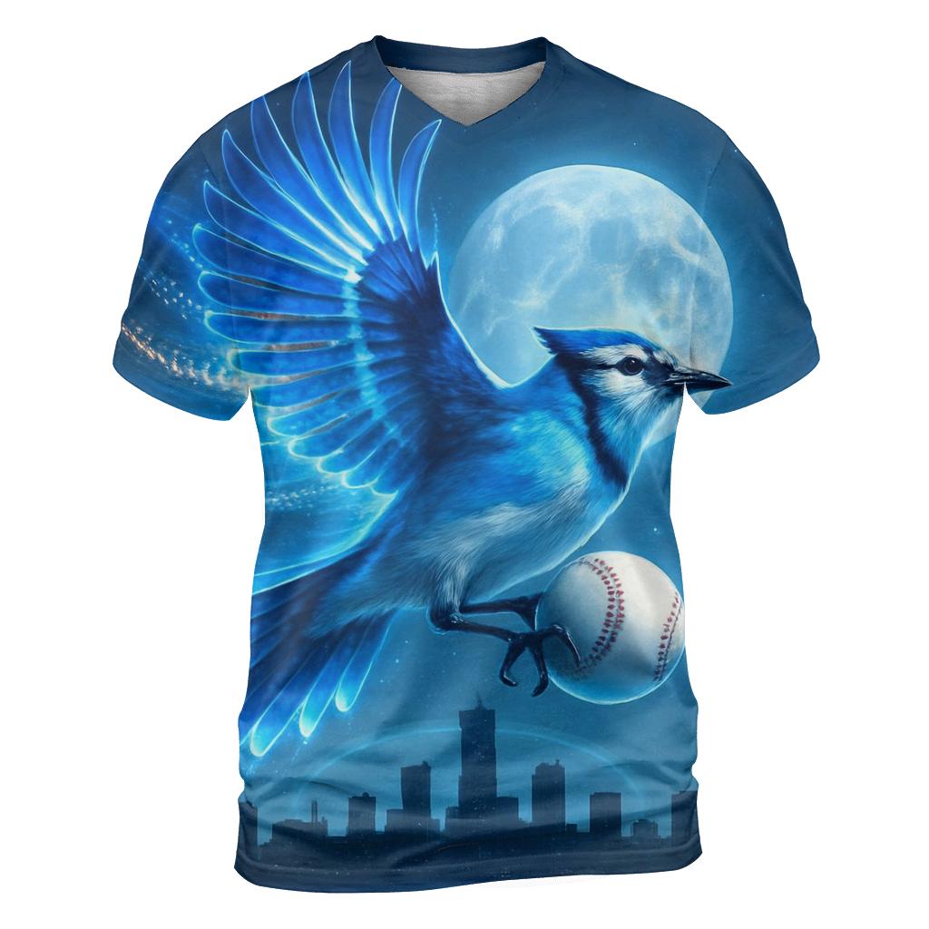Blue Jays Night Flight Rally vibrant all-over design tees