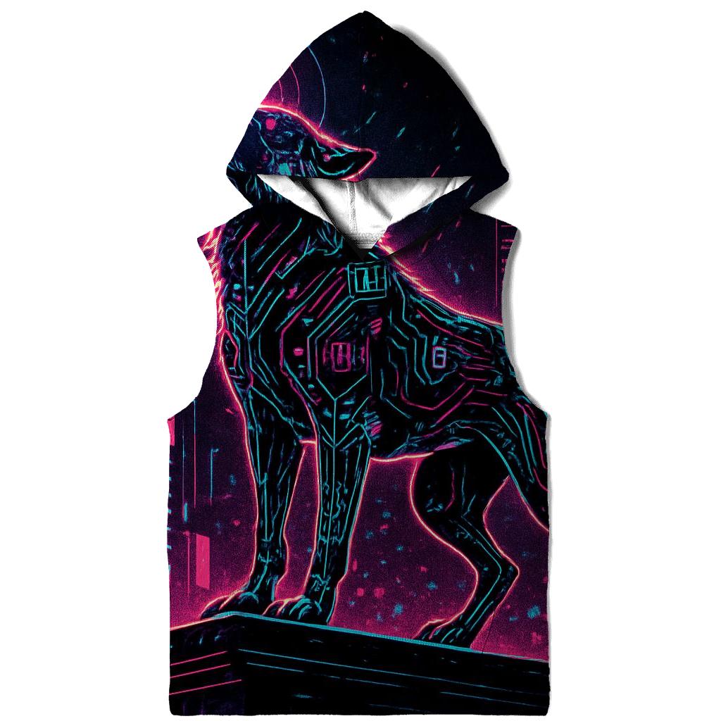 Neon Circuit Howl Wolf designer hoodies