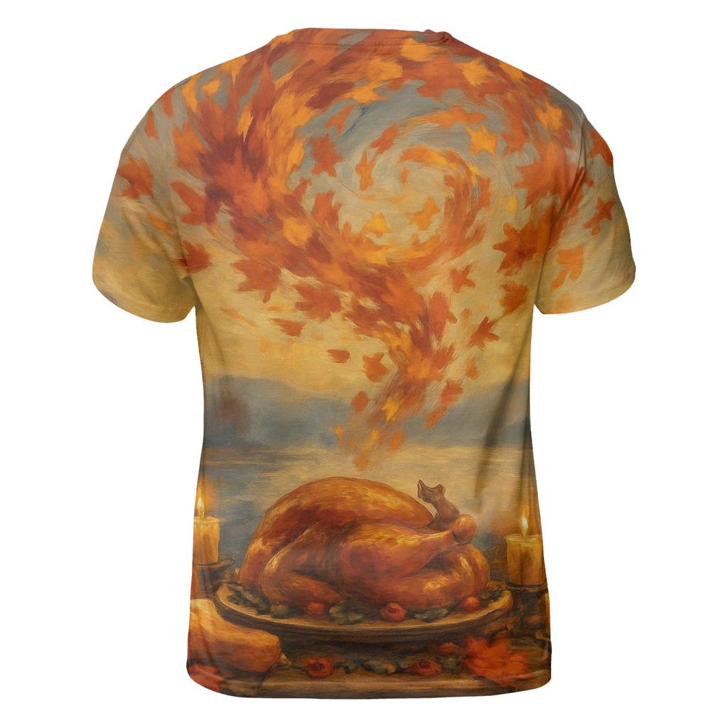 Maple Leaf Sky Swirl Over Feast Table statement graphic shirts