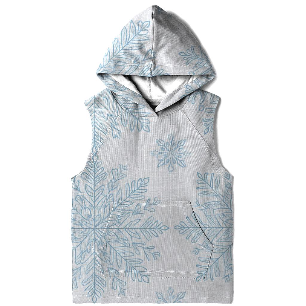 Icy Blue Snowflake Kaleidoscope On Light Gray Background printed hoodies
