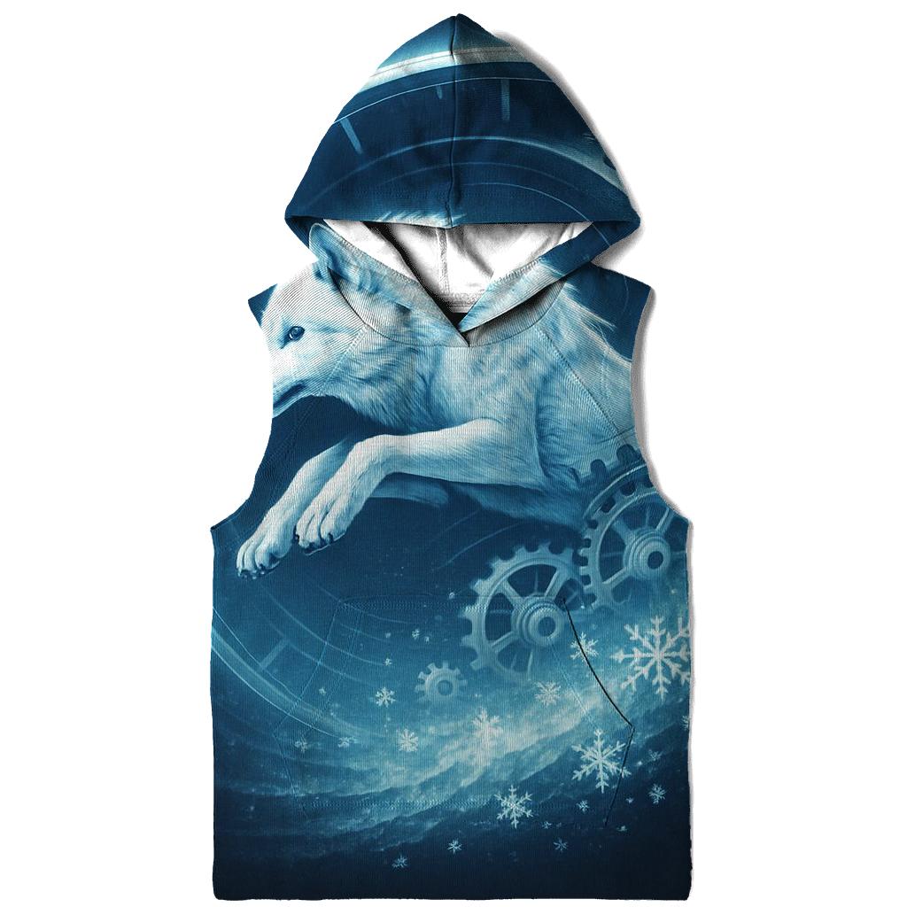 Chrono Spiral Arctic Wolf embroidered hoodies