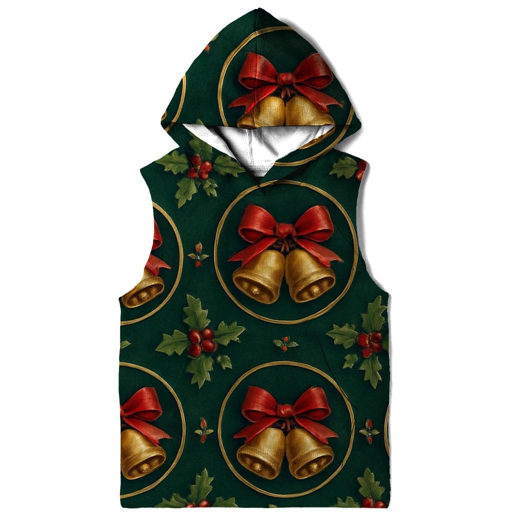 Festive Bell And Ribbon Medallions On Emerald Background hoodie trends