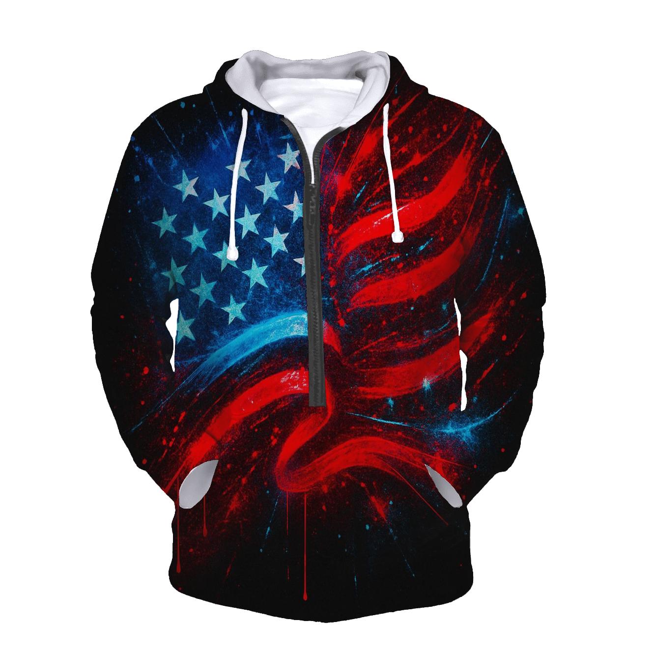 Neon Rebellion Stars And Stripes embroidered hoodies