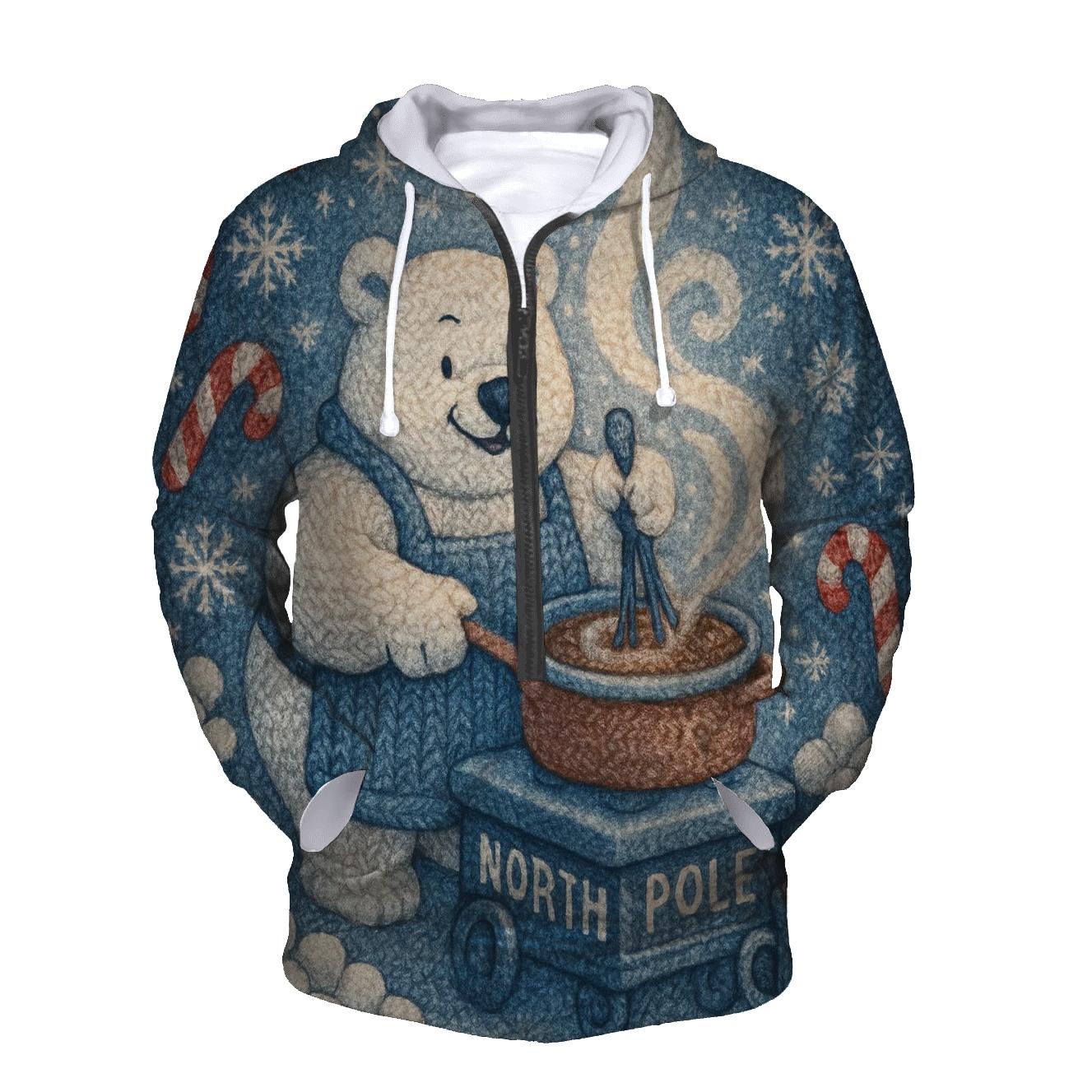 Polar Bear Barista At The North Pole Cocoa Cart designer hoodies