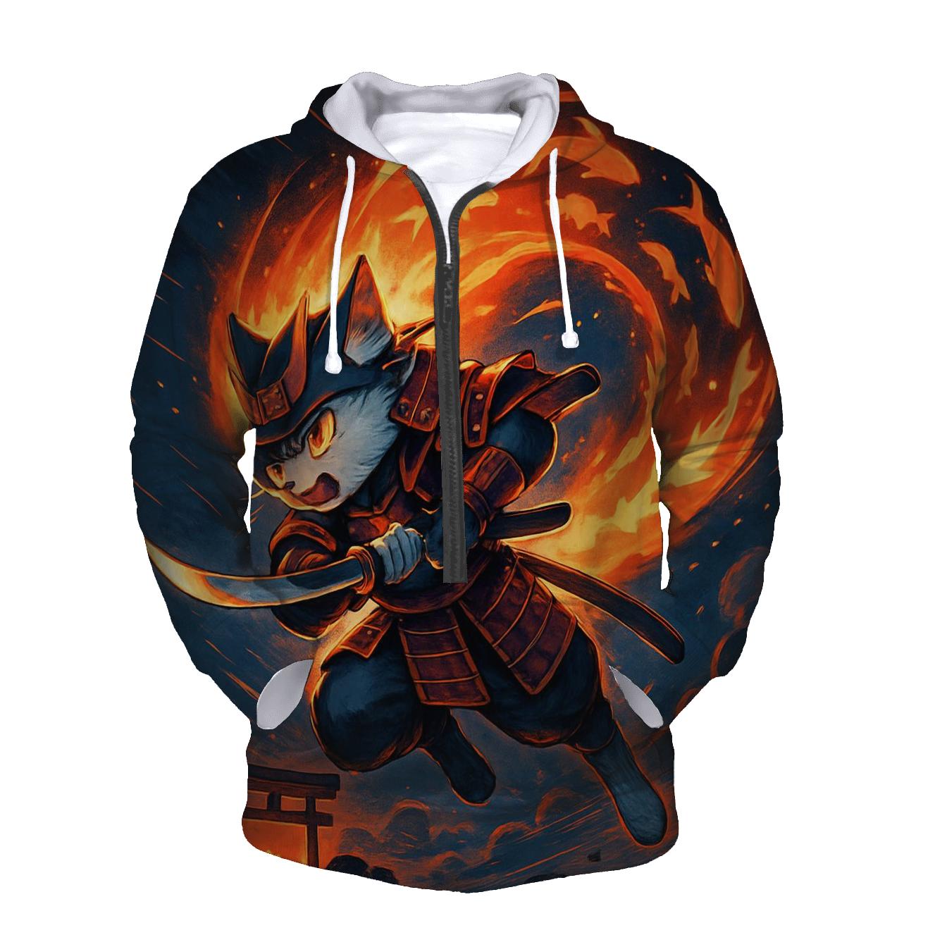 Koi Comet Samurai Cat hoodie styles