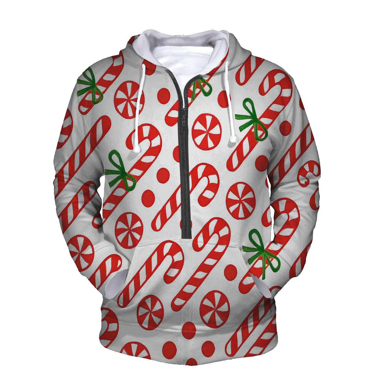 Candy Cane Diagonal Stripe Weave On White Background graphic hoodies