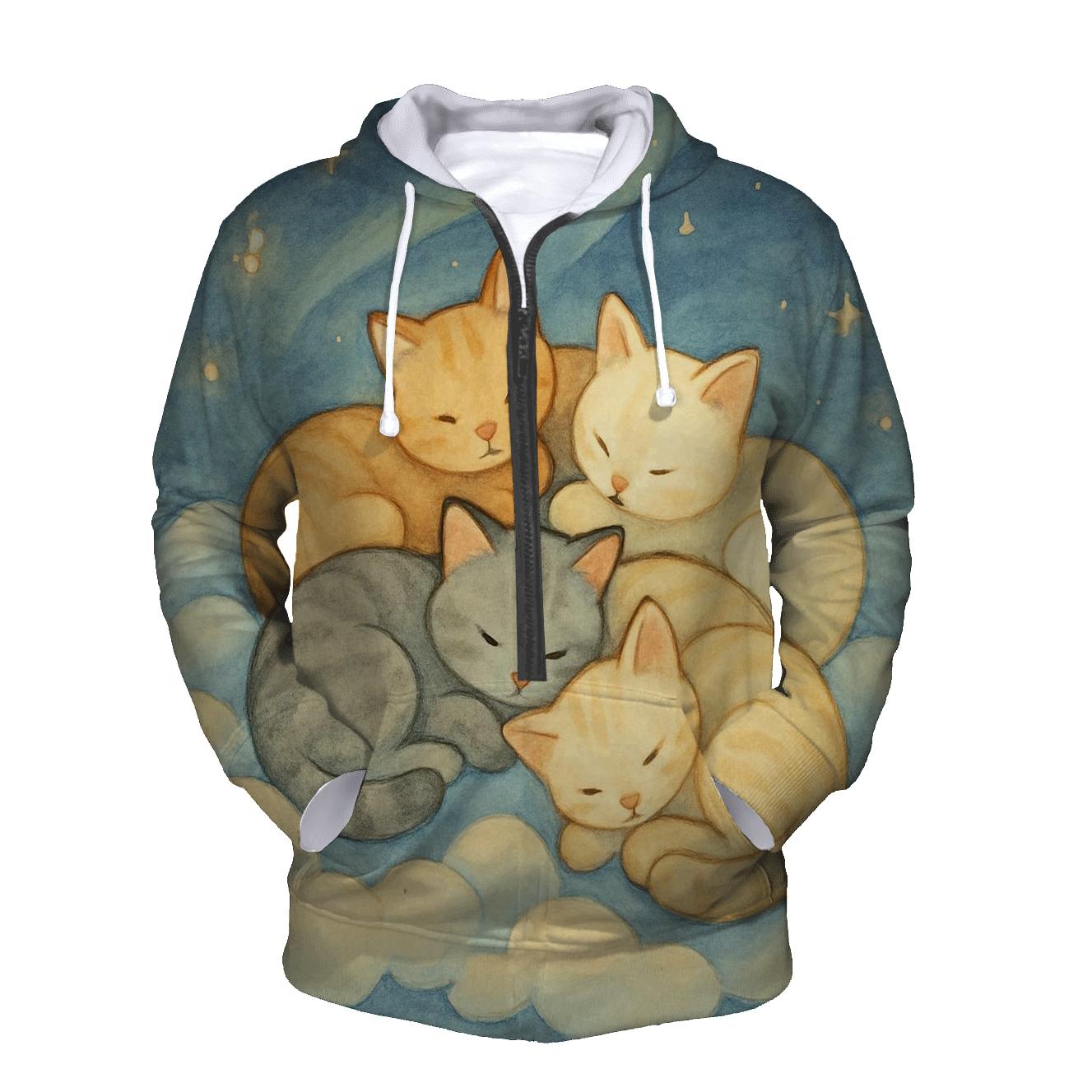 Cloud Quilt Stargazer Cats lightweight hoodies