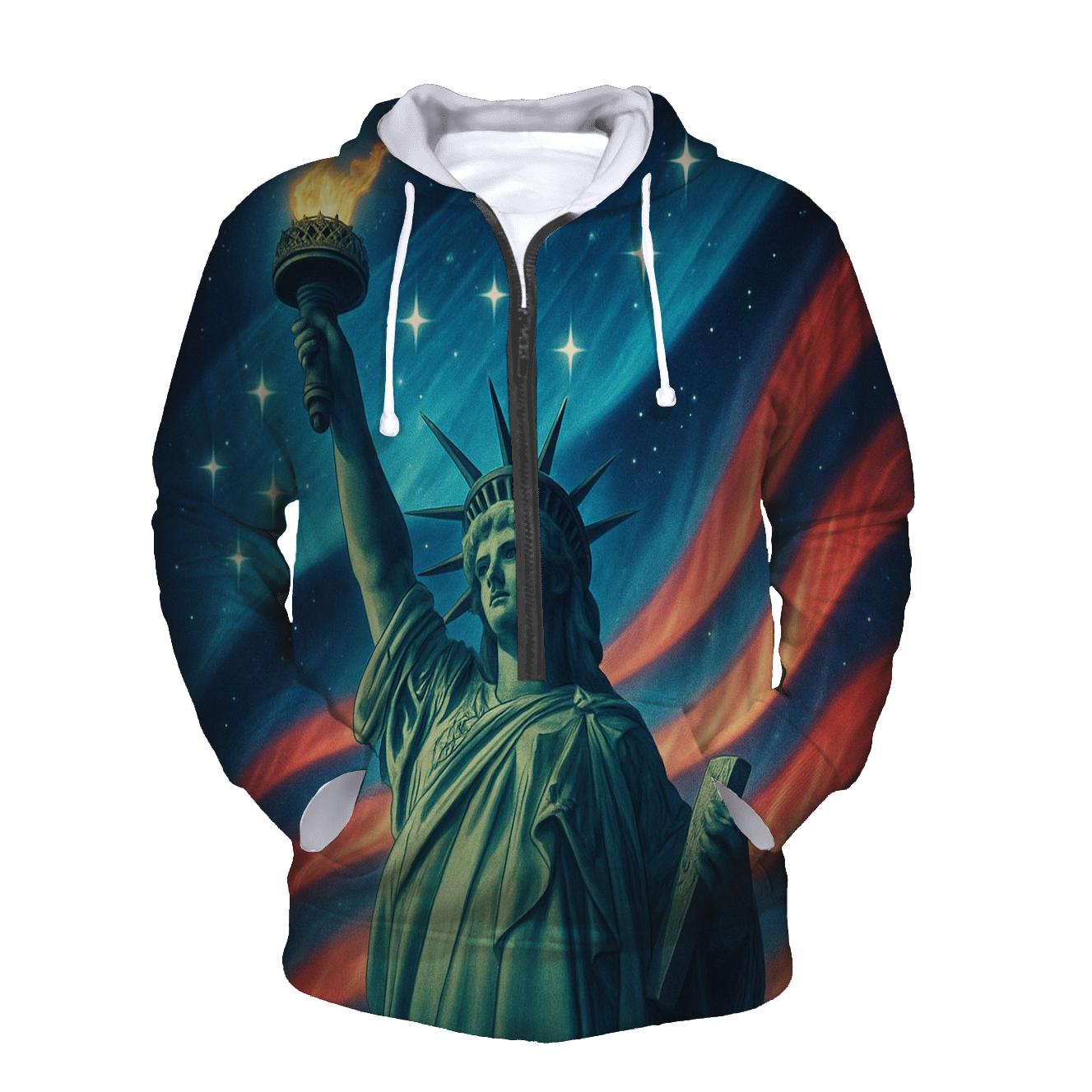 Liberty Torch Aurora Flag lightweight hoodies