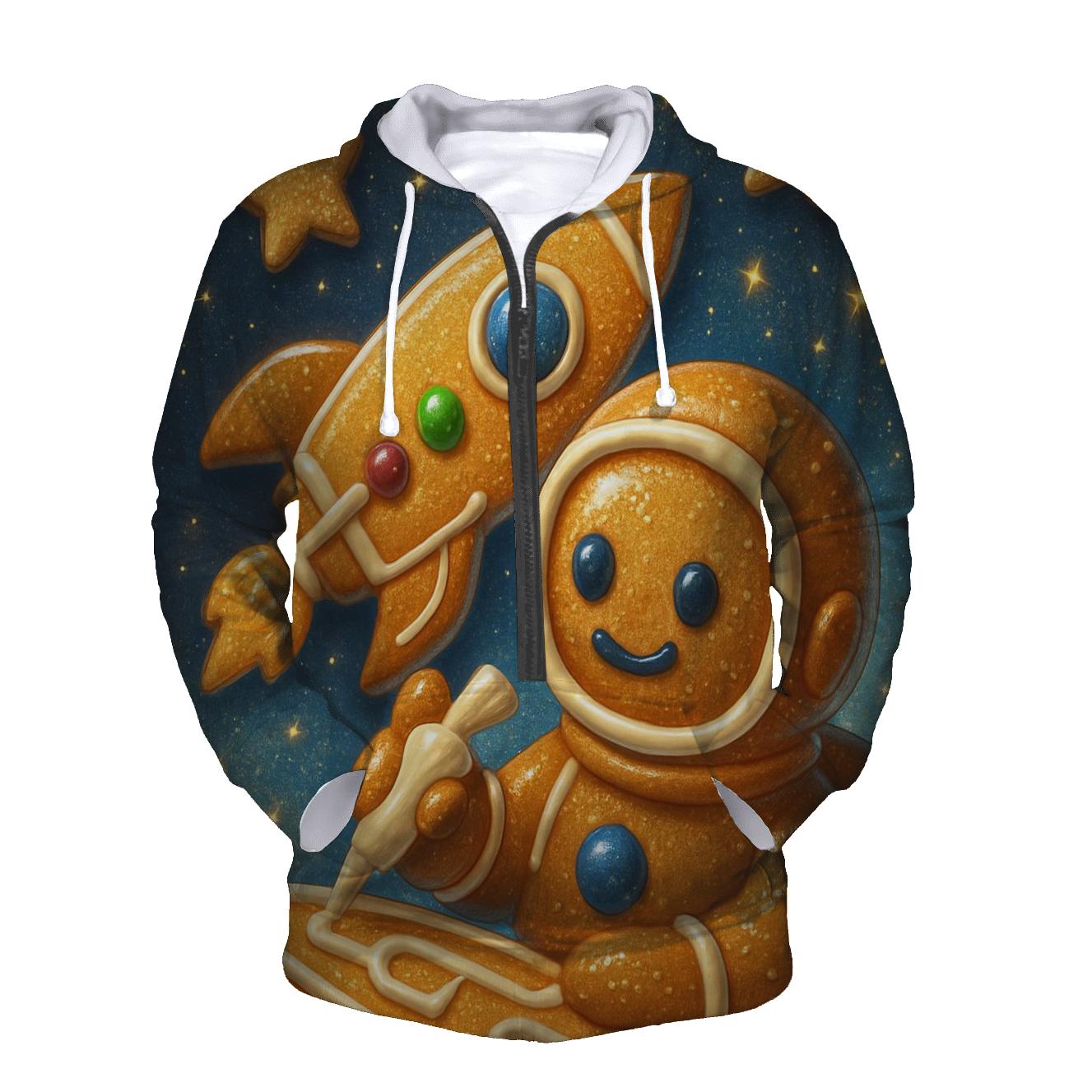 Gingerbread Astronaut Building A Cookie Rocket pullover hoodies
