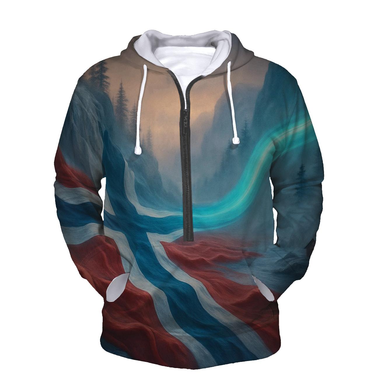 Aurora Fjord Flag Norway printed hoodies