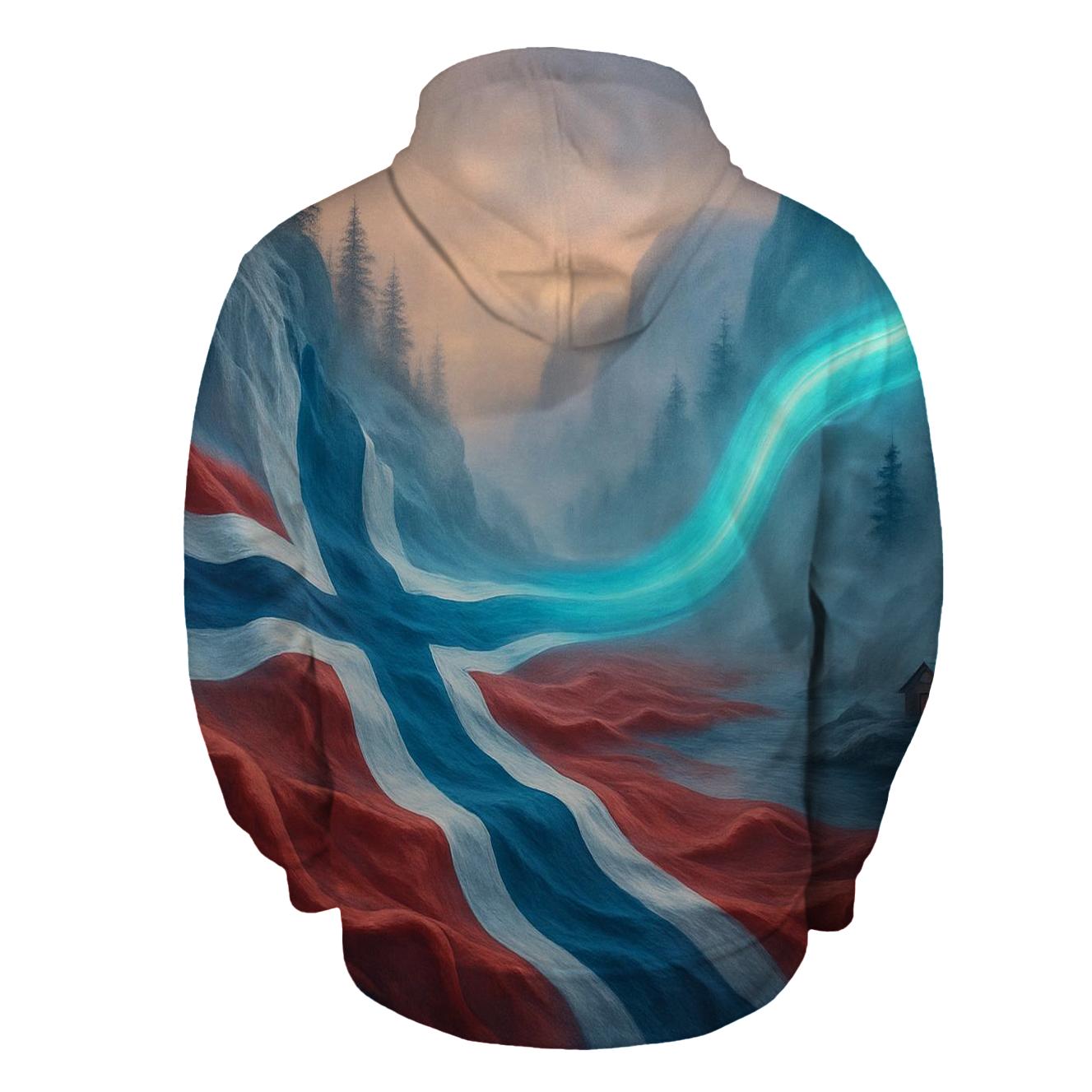 Aurora Fjord Flag Norway printed hoodies