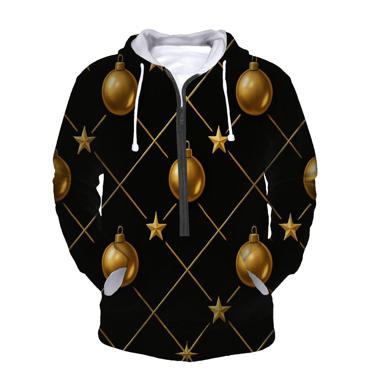 Gold Ornament Lattice On Black Background hoodie designs