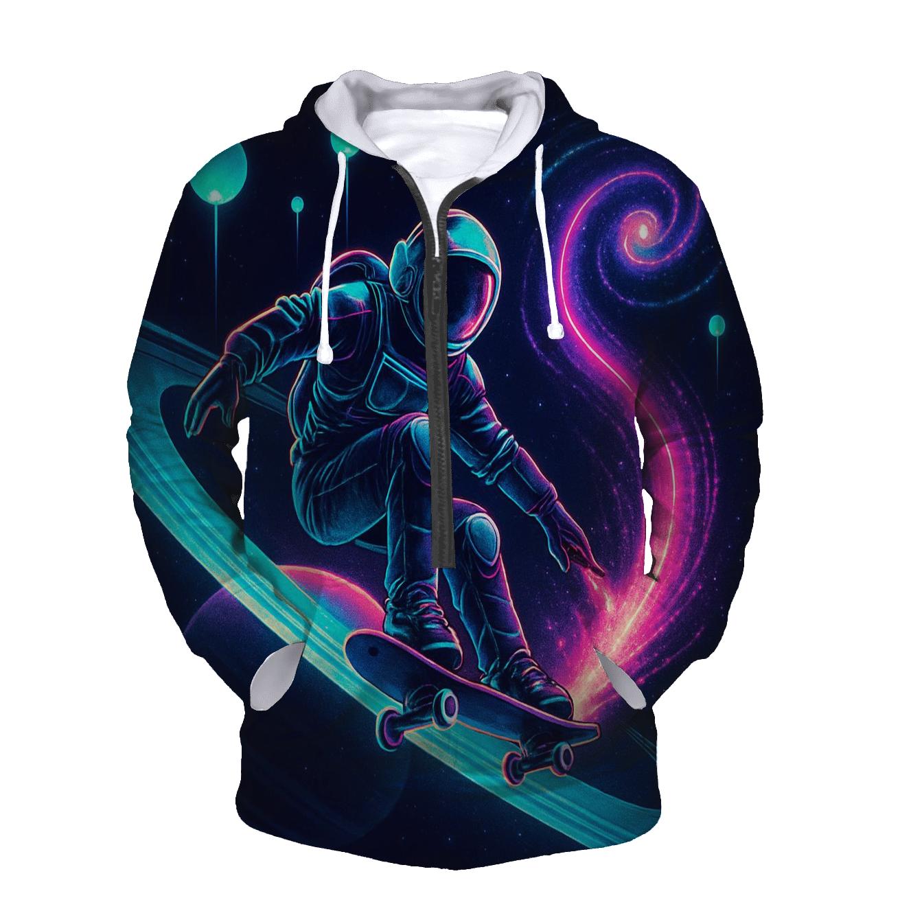 Neon Aurora Skate Orbit graphic hoodies