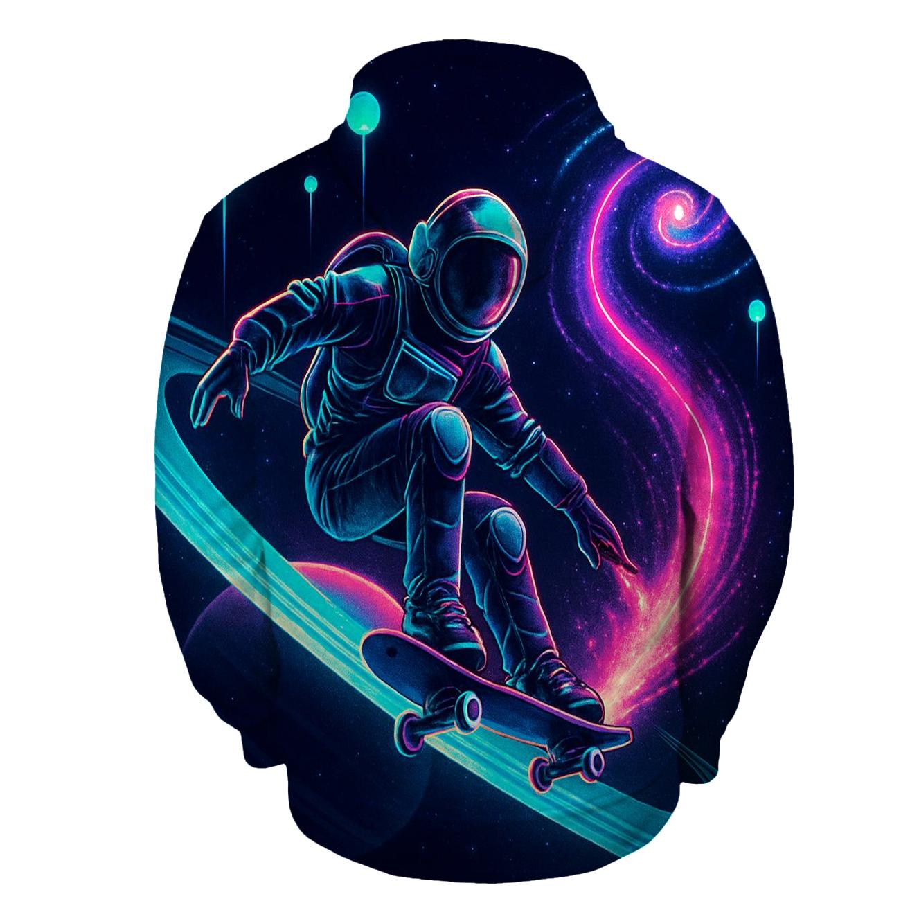 Neon Aurora Skate Orbit graphic hoodies